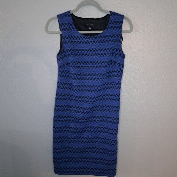 AB Studio Blue and Black Sheath Dress Size 2 - Picture 1 of 3